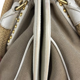 Prada Beige Vitello Trimmed Canapa Bag