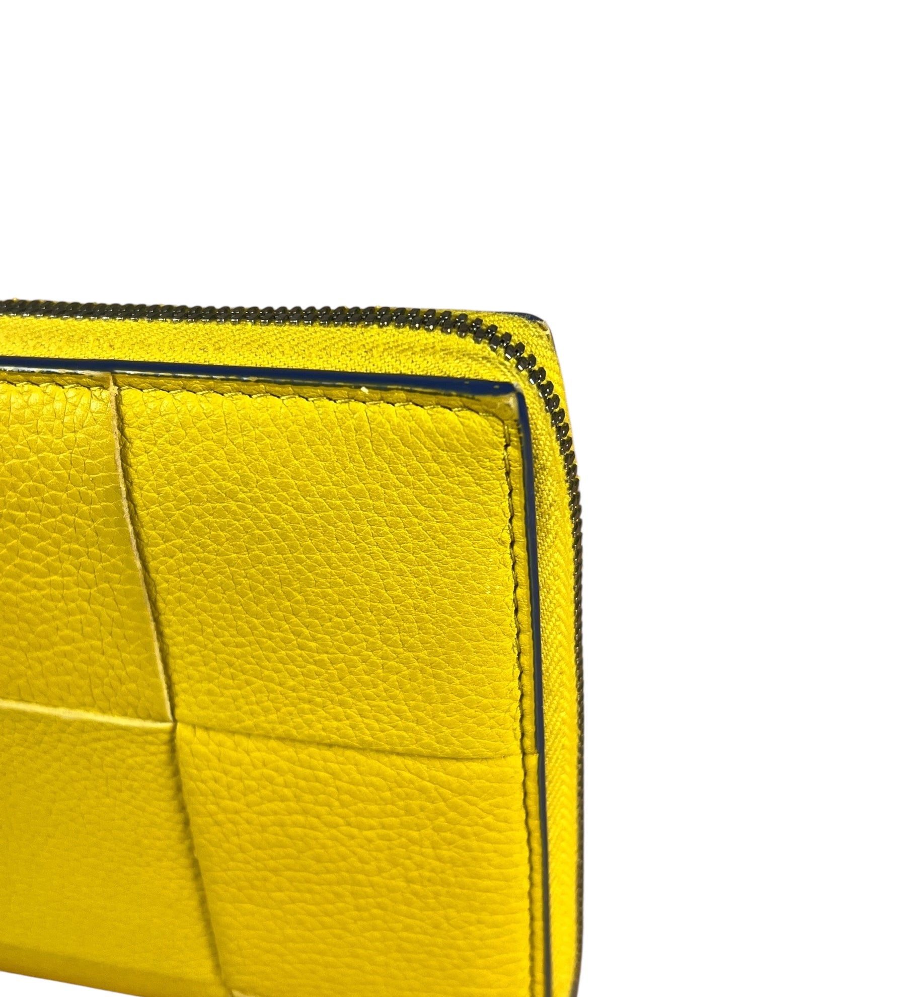 Bottega Veneta Large Intreccio Long Zip Wallet Yellow