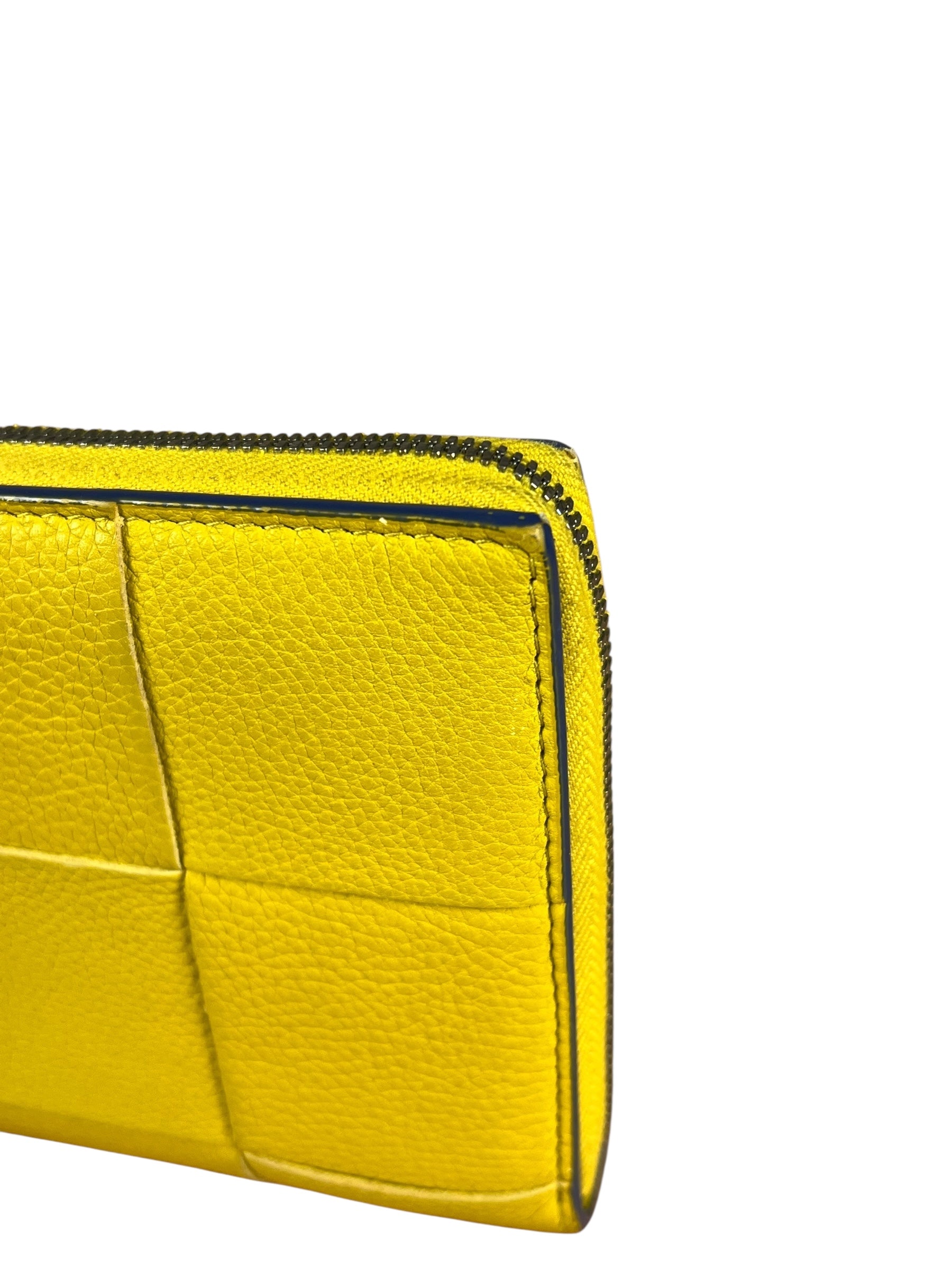 Bottega Veneta Large Intreccio Long Zip Wallet Yellow