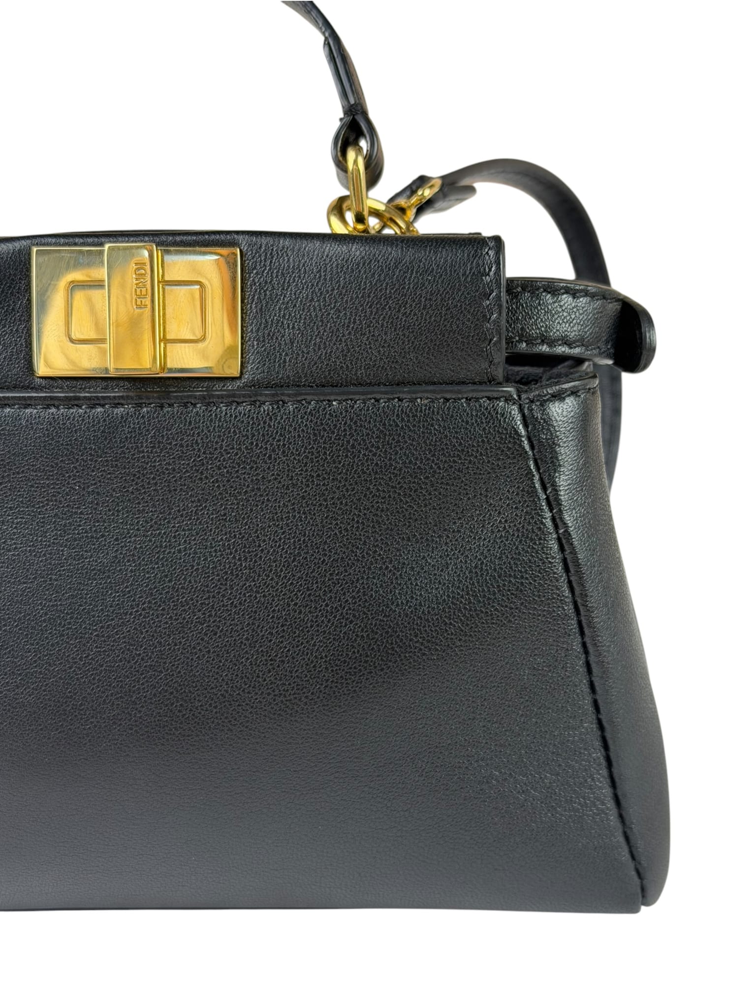 Fendi Black Leather Nano Peekaboo Two-Way Bag