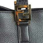 Fendi Black Leather Small FF Tote Two-Way Bag