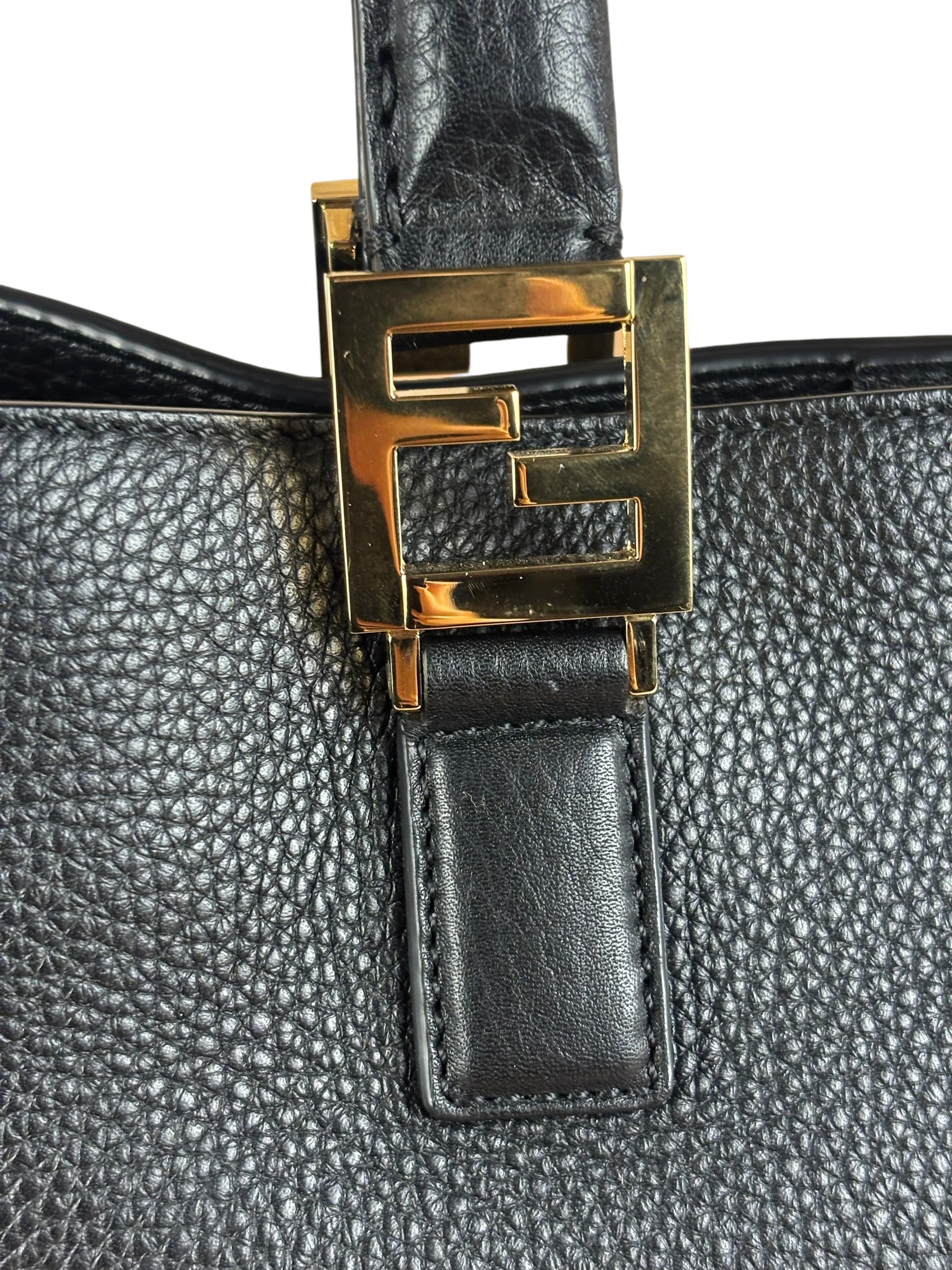 Fendi Black Leather Small FF Tote Two-Way Bag
