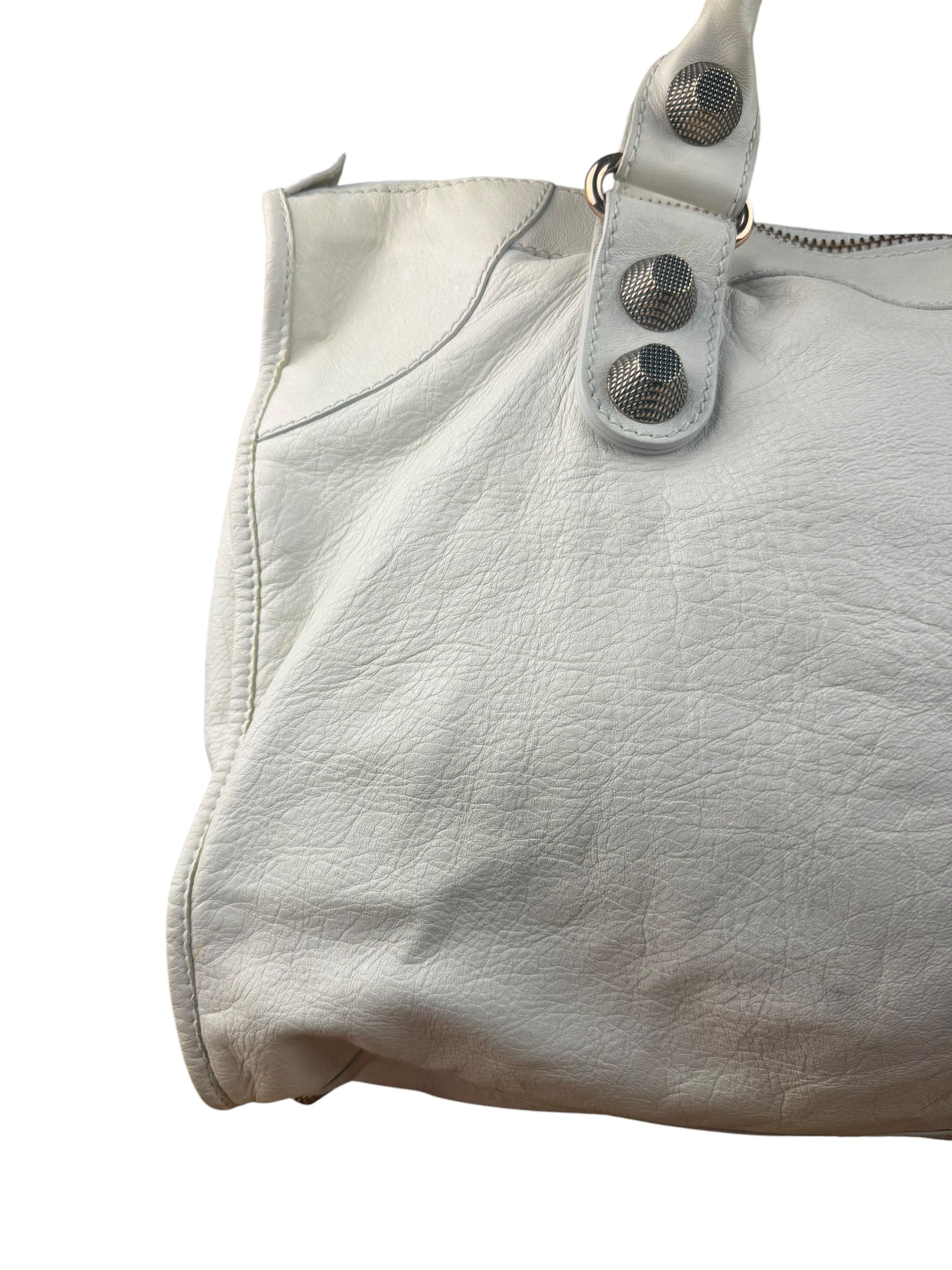Balenciaga White Leather Giant 21 City Shoulder Bag