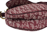Christian Dior Burgundy Leather Oblique Saddle Handbag