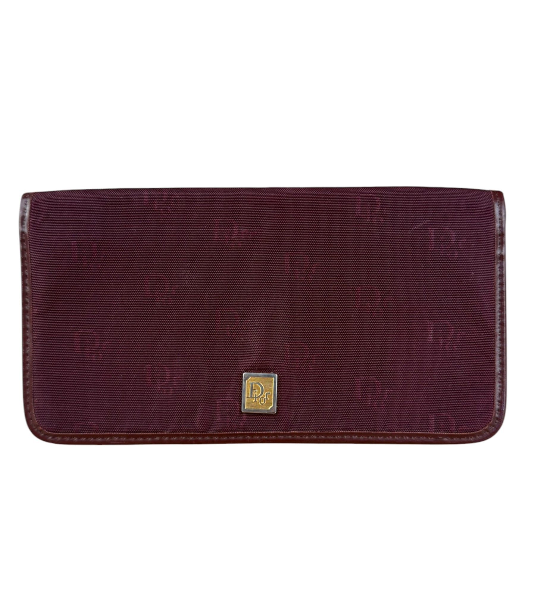 Christian Dior Vintage Canvas Maroon Long Wallet