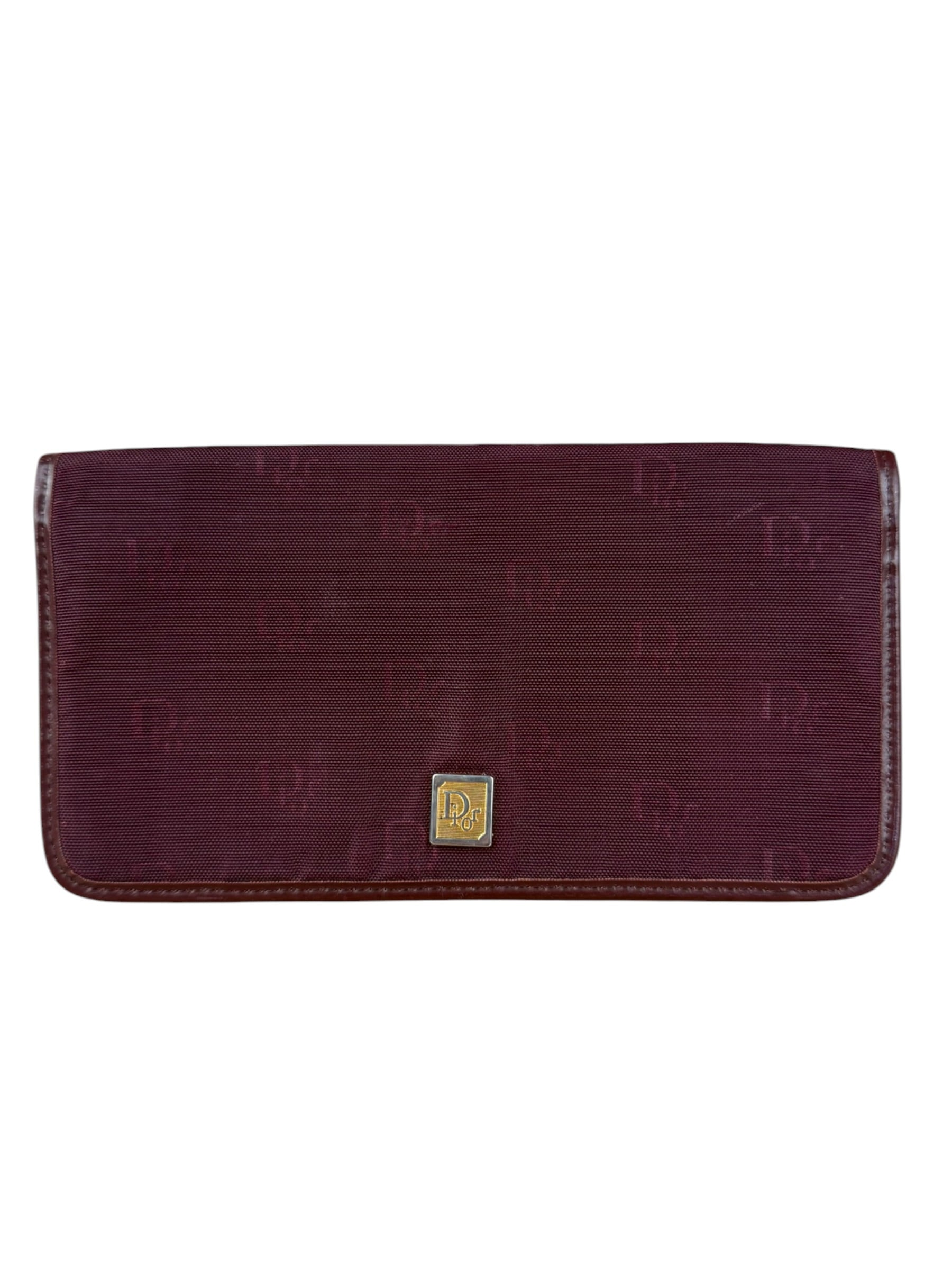 Christian Dior Vintage Canvas Maroon Long Wallet