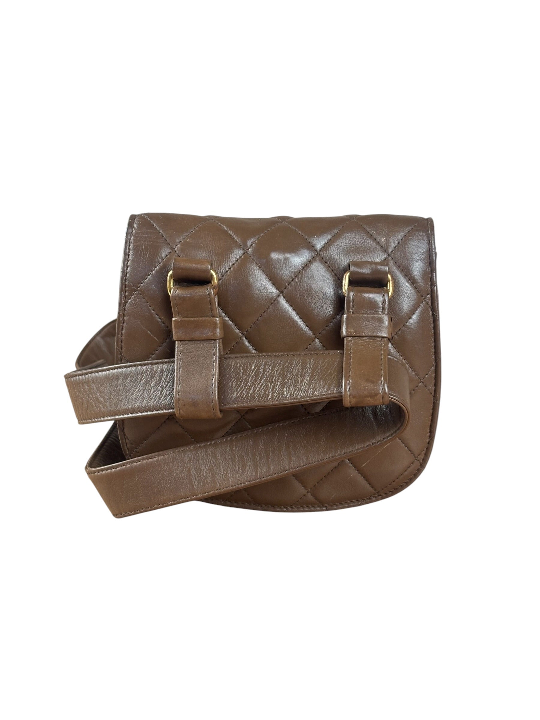 Chanel Brown Quilted Waist Bag 1990