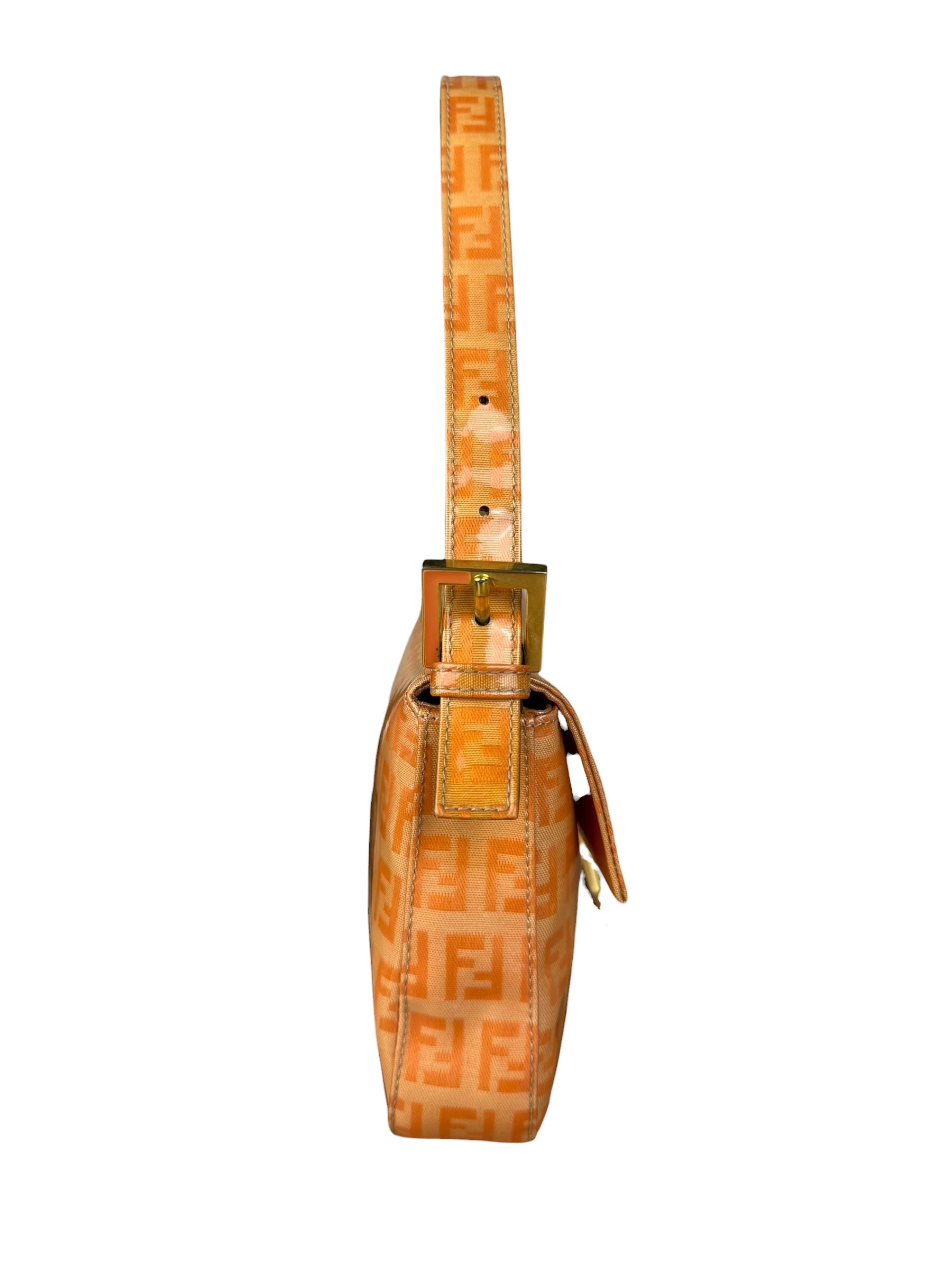 Fendi Vintage Orange Zucca Mamma FF Monogram Baguette