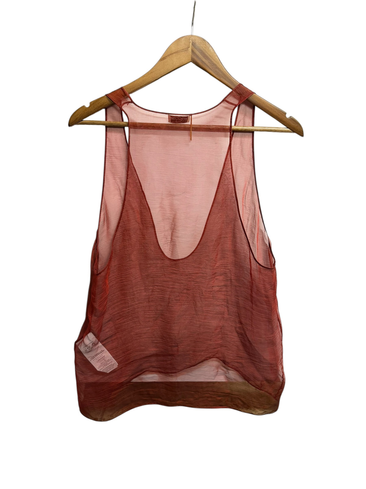 Saint Laurent Paris Red Sheer Silk Tank Top