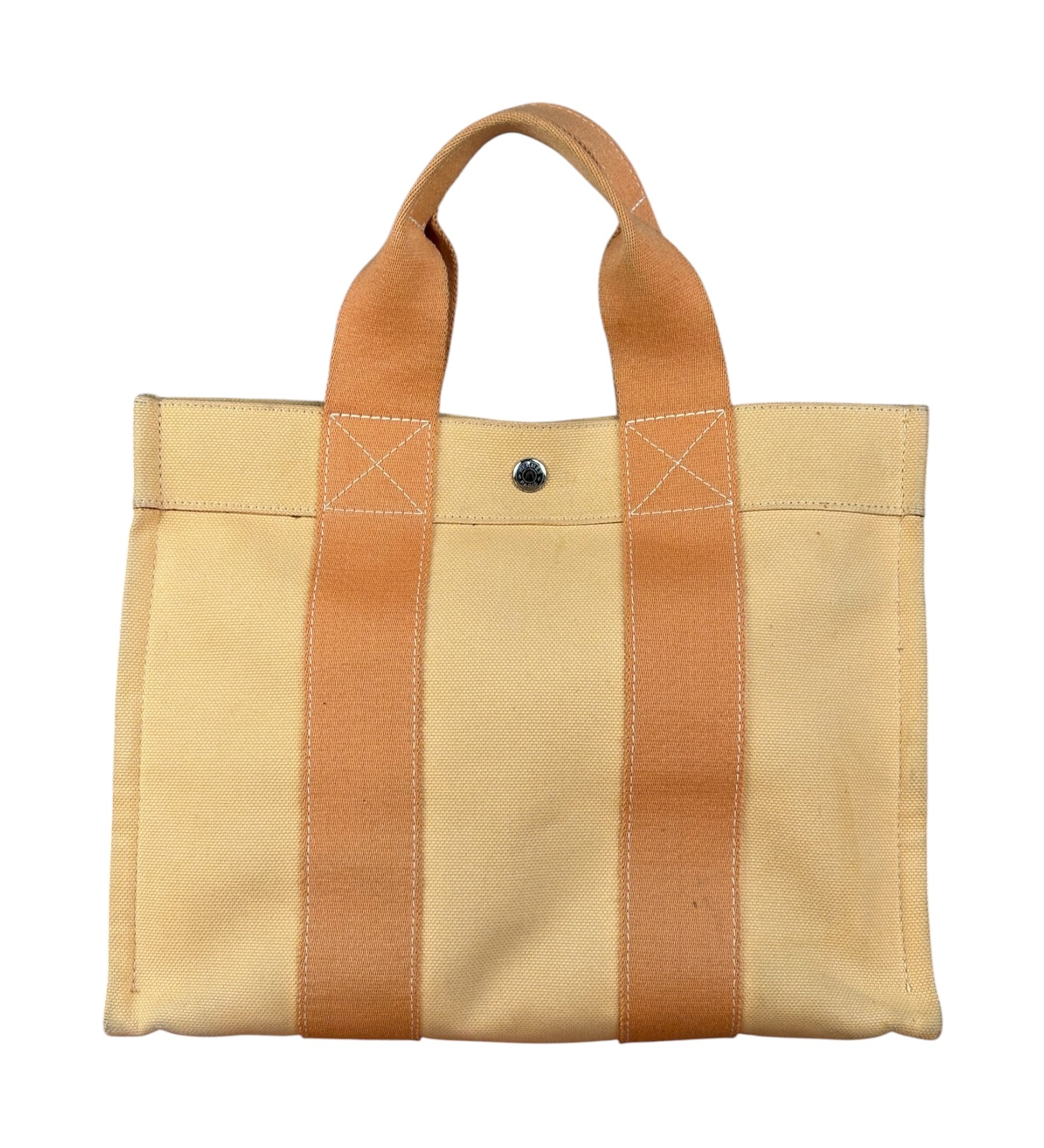 Hermes Bicolor Woven Cotton Bora Bora Canvas Tote Bag PM
