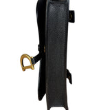 Christian Dior Black Grained Leather Saddle Belt Bag