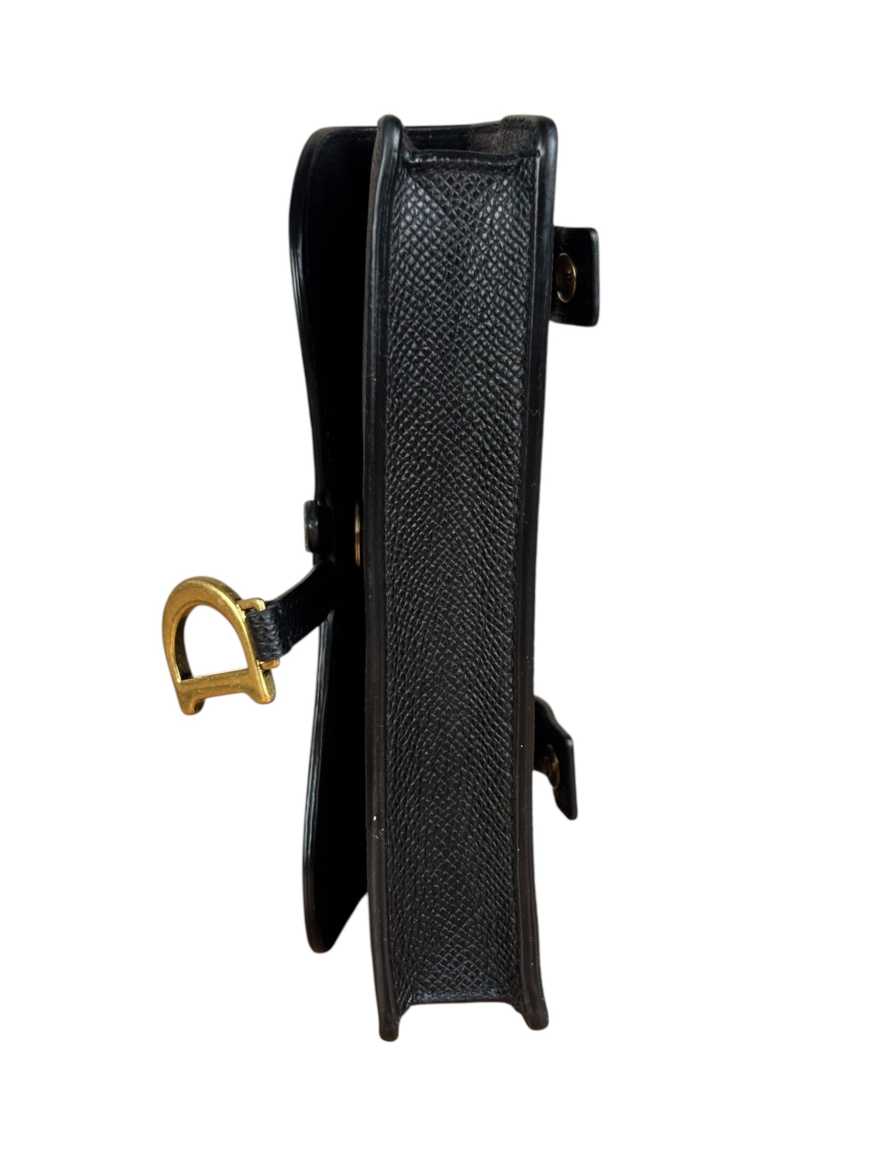 Christian Dior Black Grained Leather Saddle Belt Bag