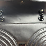 Gucci Black Leather GG Logo Marmont Noir Matelasse Shoulder Bag