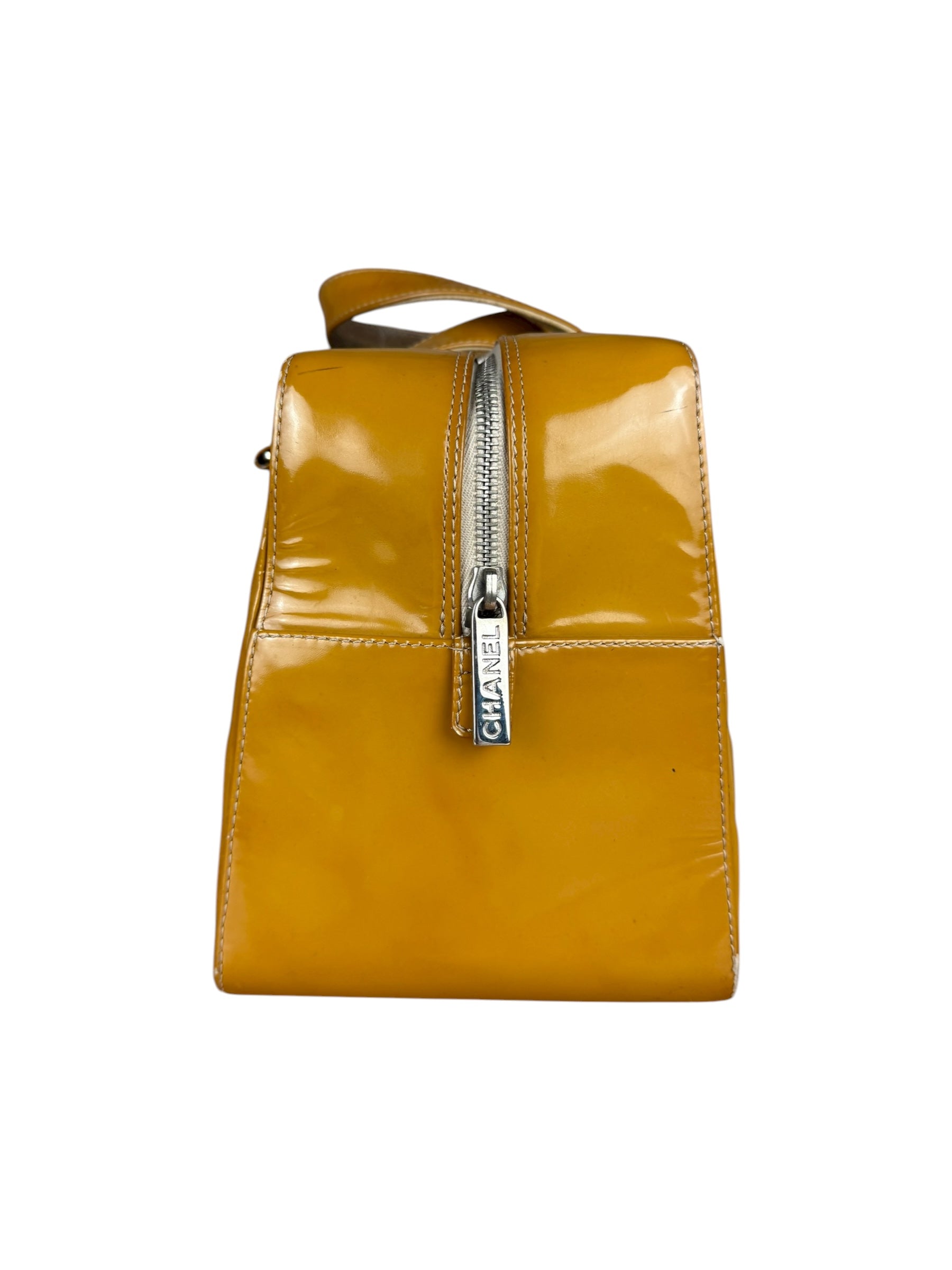 Chanel Vintage Patent Chocolate Bar Bowler Bag