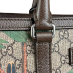 Gucci Brown Leather Trim GG Supreme Tian Vertical Tote Bag