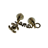 Chanel Gold Tone Cursive CC Climber Clip-On Earrings