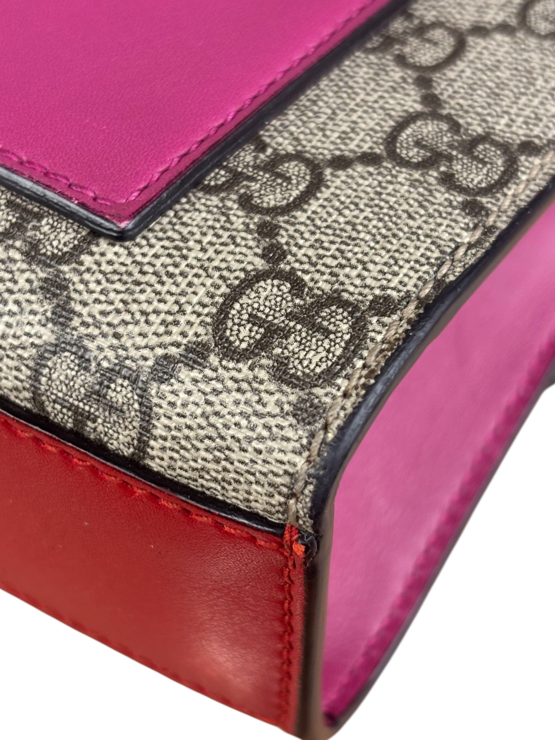 Gucci Padlock Medium Leather Chain Shoulder Bag Beige/Red/Pink