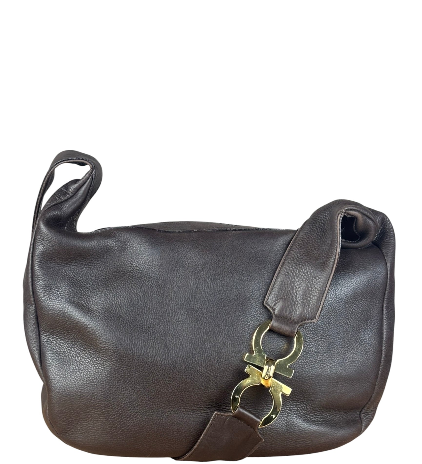Ferragamo Vintage Brown Leather Hobo Bag
