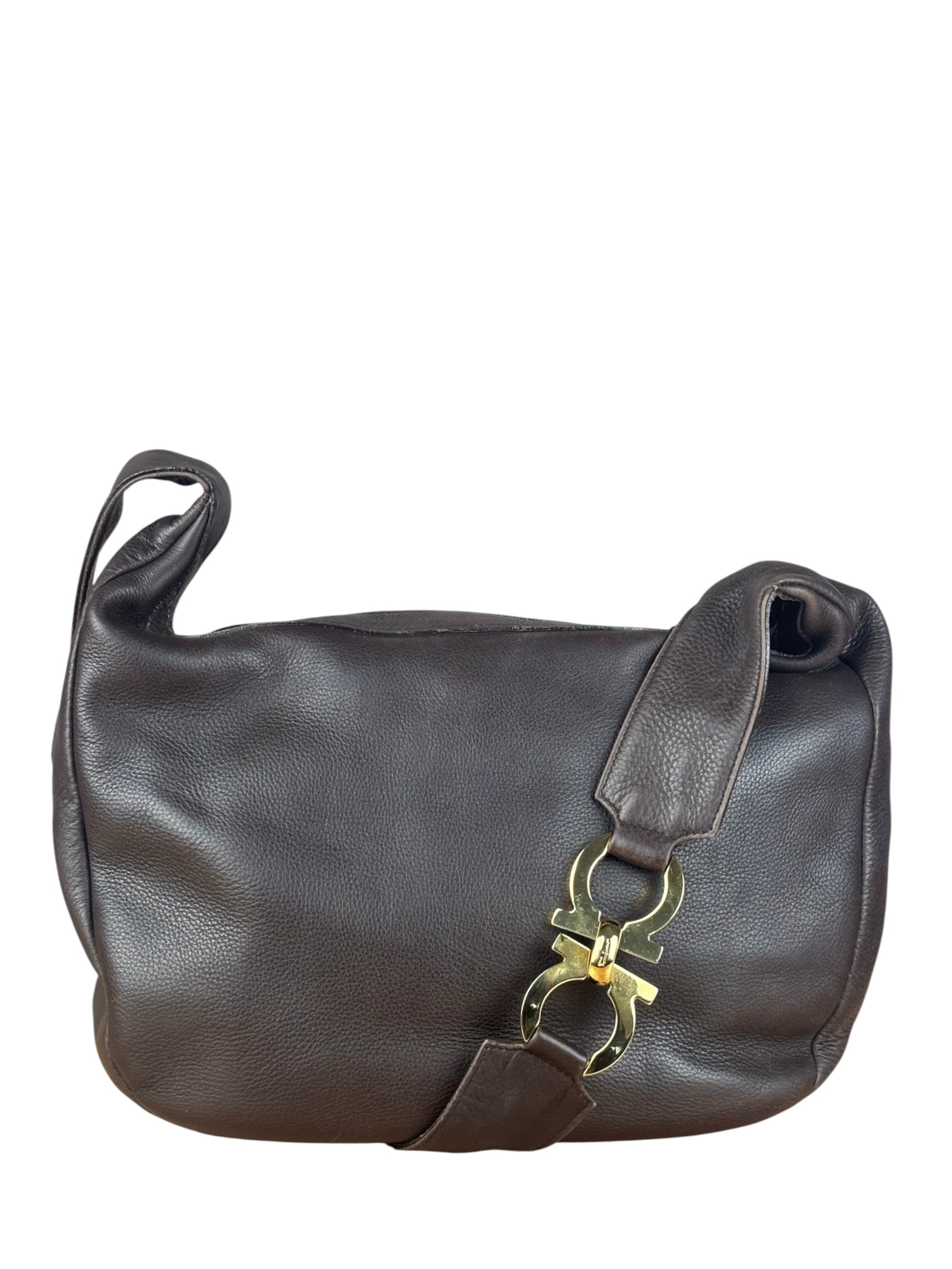 Ferragamo Vintage Brown Leather Hobo Bag