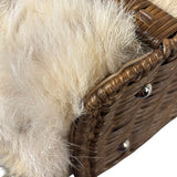 Ferragamo Vintage Fur Rattan Top Handle Bag