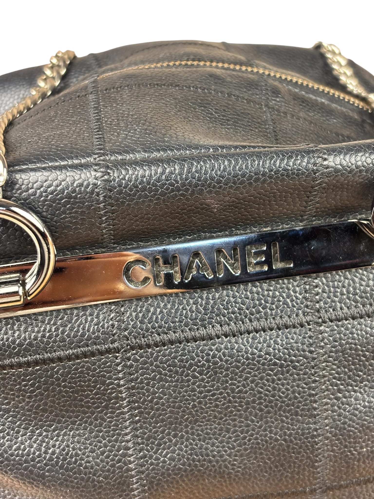 Chanel Black Caviar Chocolate Bar Shoulder Bag