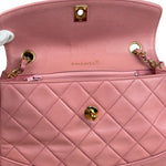 Chanel Vintage Pink Quilted Leather Trapezoid Flap Bag