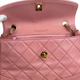 Chanel Vintage Pink Quilted Leather Trapezoid Flap Bag
