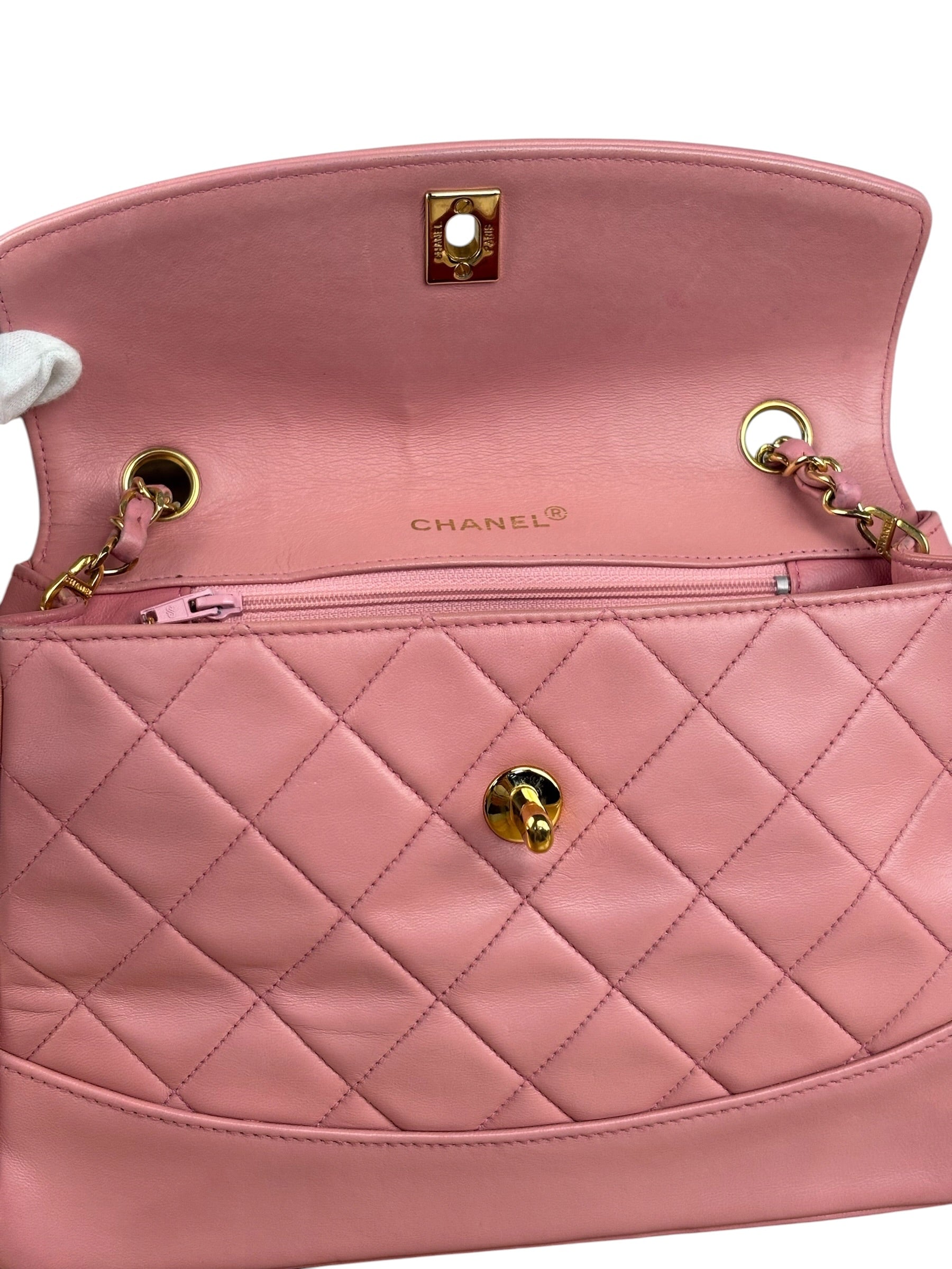 Chanel Vintage Pink Quilted Leather Trapezoid Flap Bag