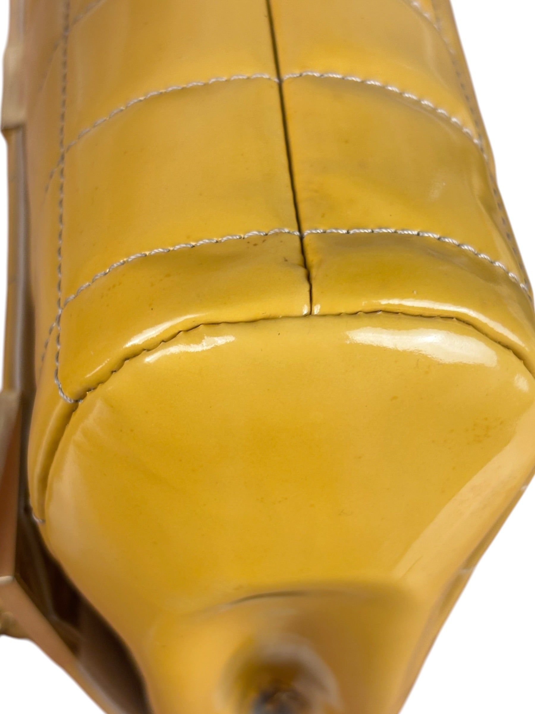 Chanel Yellow Patent Chocolate Bar Quilted CC Shoulder Bag 2002