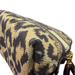 Christian Dior Beige Woven Leopard Print Cosmetic Pouch