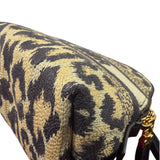 Christian Dior Beige Woven Leopard Print Cosmetic Pouch