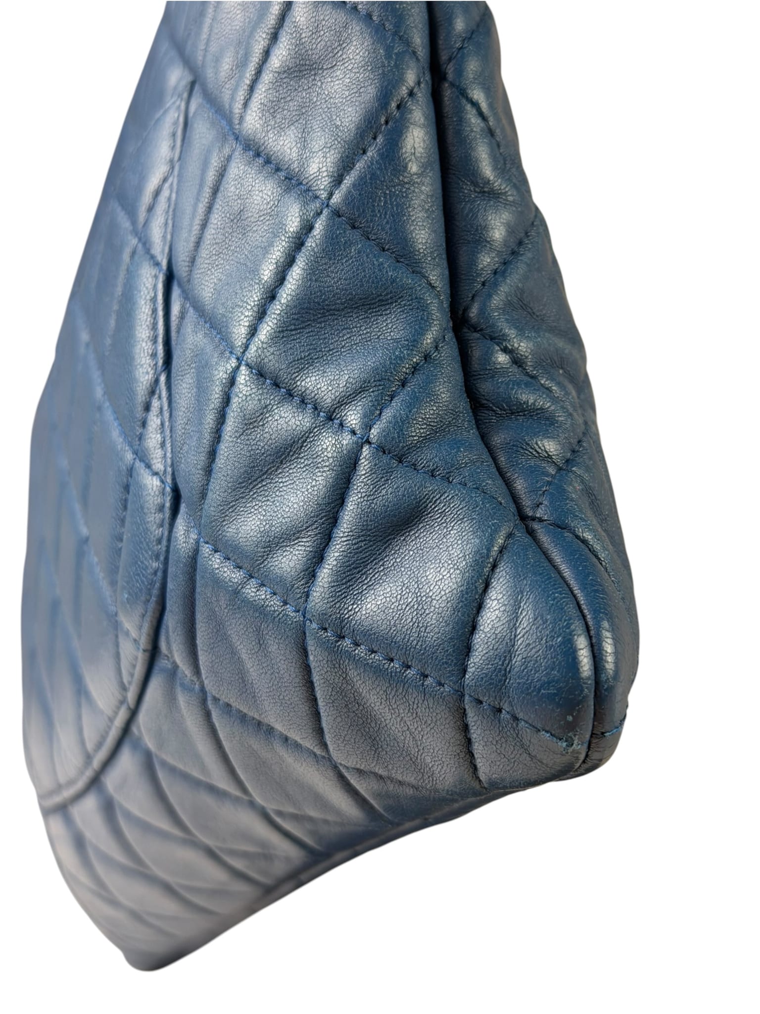 Chanel Blue Quilted Leather O-Case Zipped Pouch 2017