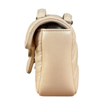 Gucci Pink Beige Leather Marmont Matelasse Small Shoulder Bag