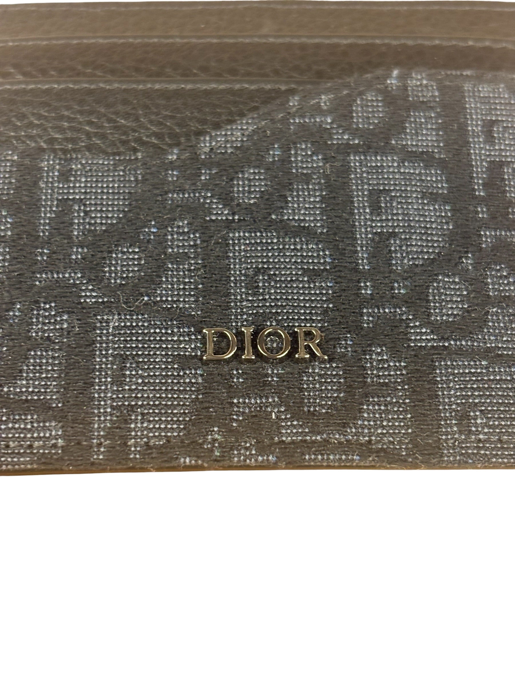Christian Dior Black/Grey Oblique Jacquard Card Holder