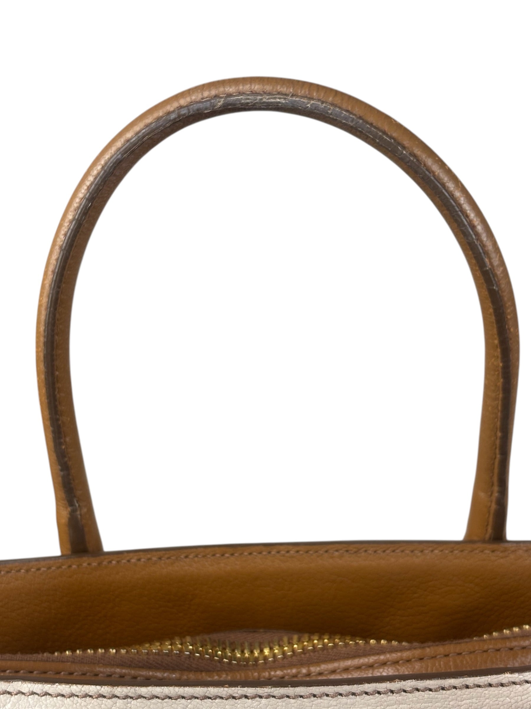 Miu Miu Beige/Brown Bicolor Leather Madras Handbag