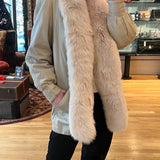 Modéle Chombert Leather Fur Lined Coat Ivory