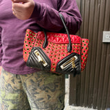 Miu Miu Leather Rings Red Biker Tote