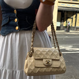 Chanel Beige Quilted Leather Accordion Double Flap Bag 2005