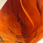 Chanel White Calfskin Quilted Python-Embossed Ligne Cambon Flat Tote Bag 2004