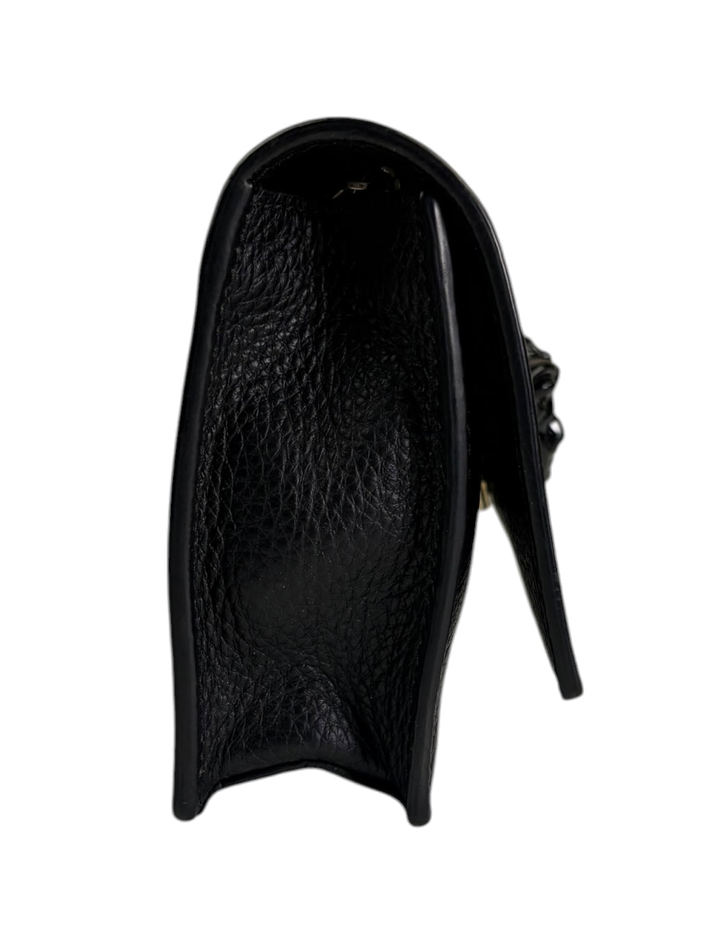 Versace Black Leather Palazzo Medusa Flap Wallet On Chain