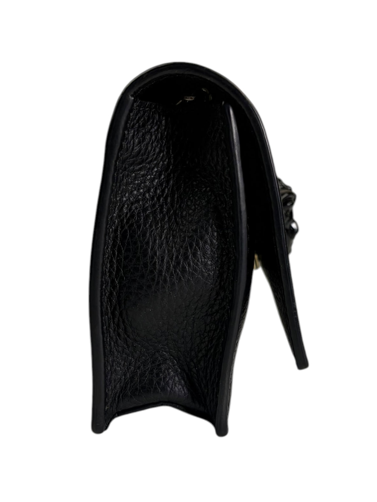 Versace Black Leather Palazzo Medusa Flap Wallet On Chain