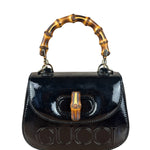 Gucci Bamboo Mini Top Handle Patent Leather Black