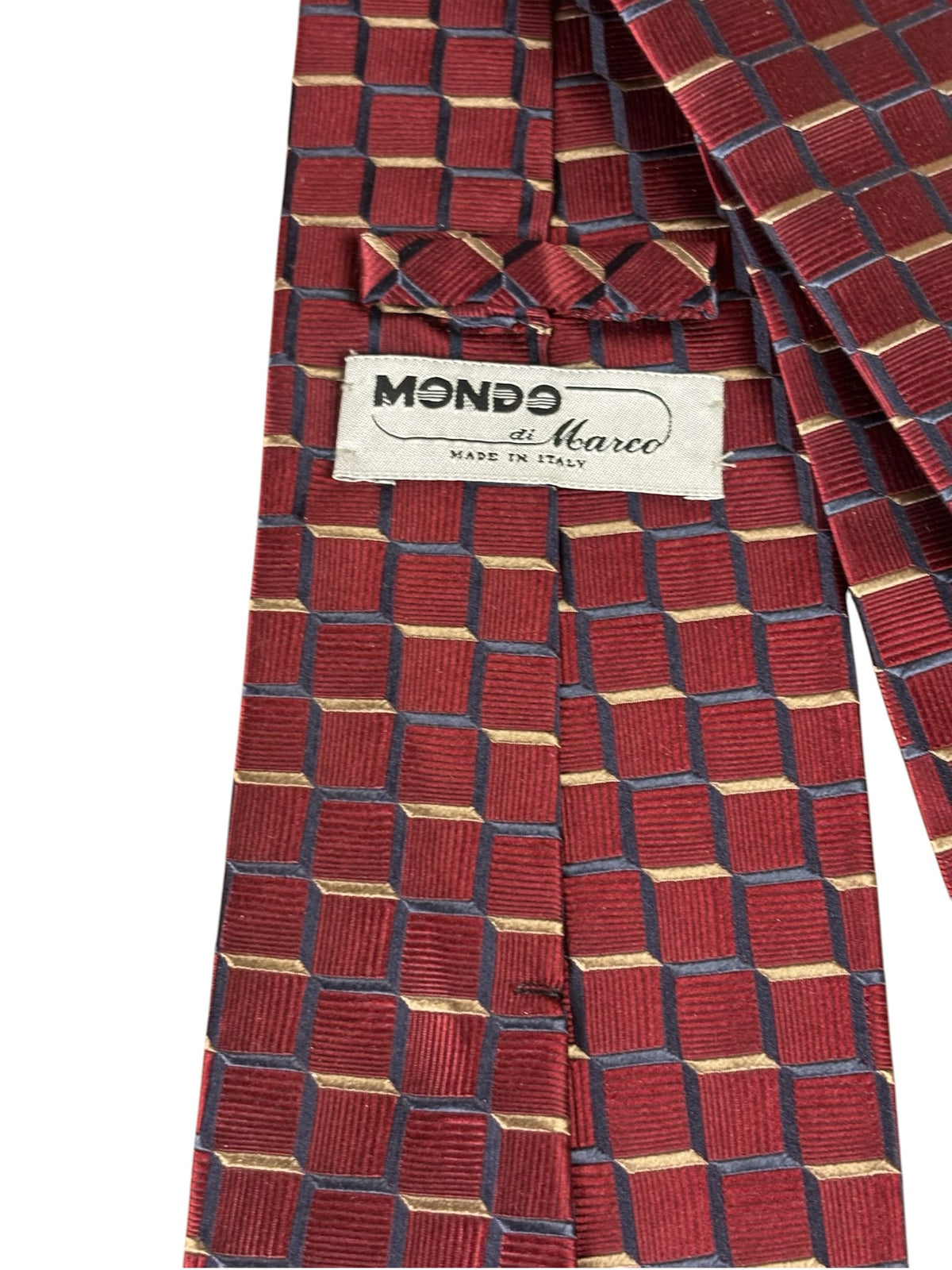 Mondo Di Marco Burgundy Square Print Tie