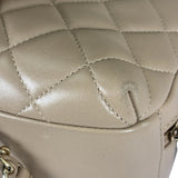 Chanel Beige Quilted Lambskin CC Trendy Bowling Bag 2017