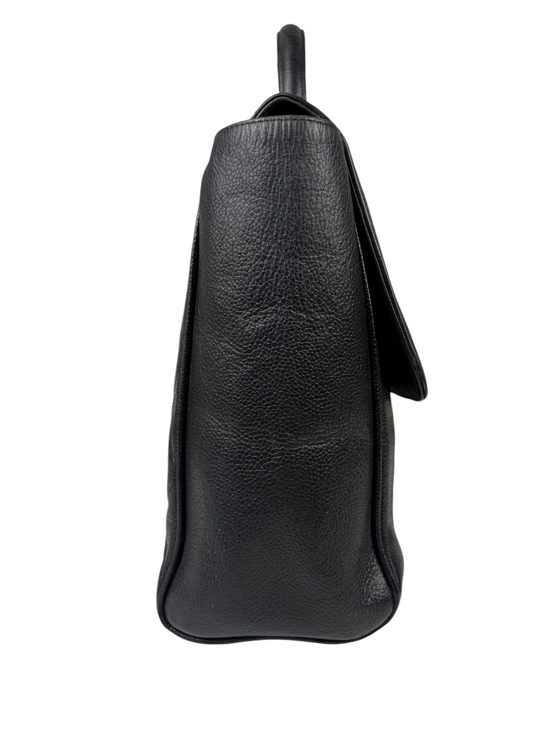 Chanel Black Quilted Caviar Kelly Top Handle Bag 90s