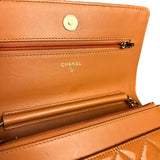 Chanel Orange Patent Leather Flap Wallet on Chain Bag