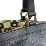 Gucci Black Leather GG Supreme D-Ring Abbey Tote