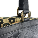 Gucci Black Leather GG Supreme D-Ring Abbey Tote