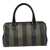 Fendi Brown/Black Leather Pequin Boston Bag