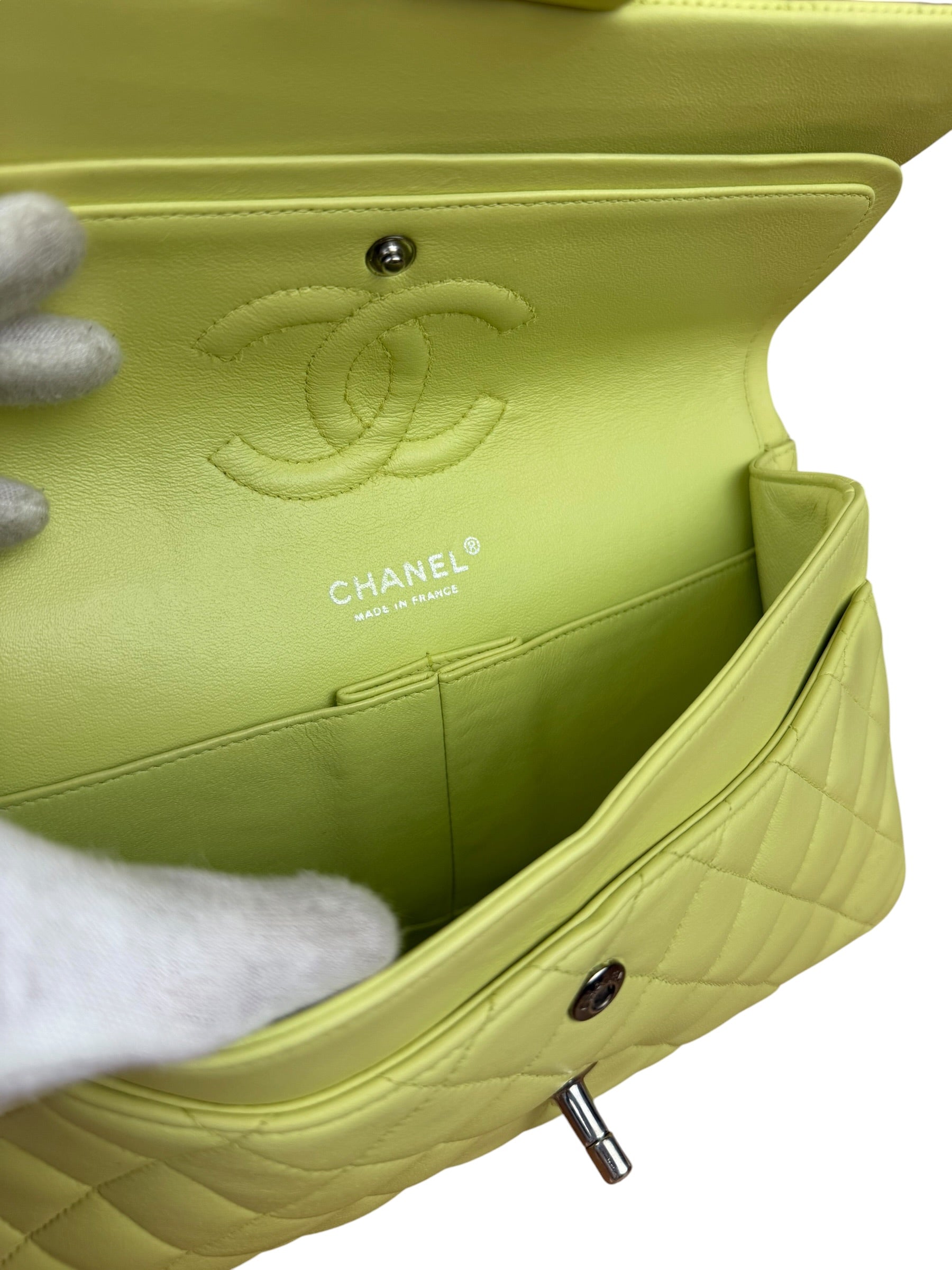 Chanel Yellow Neon Quilted Leather Classic Double Flap Bag 2010
